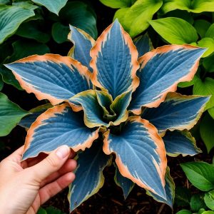 Хоста Океан Вью купить по цене от 960р. в интернет-магазине «Посадика» с доставкой почтой в в Шлиссельбурге и по всей России – [изображение №1].